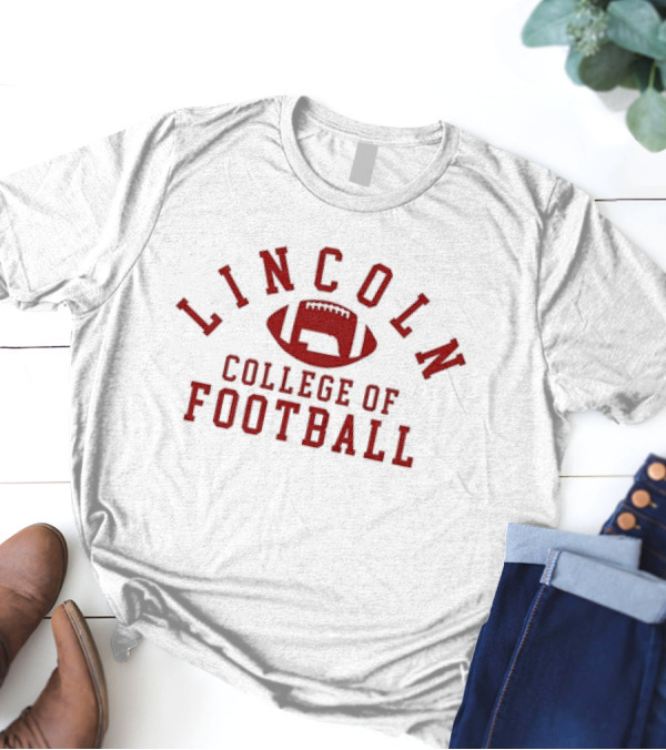 Lincoln College Of Football Emblem With Football T-Shirt