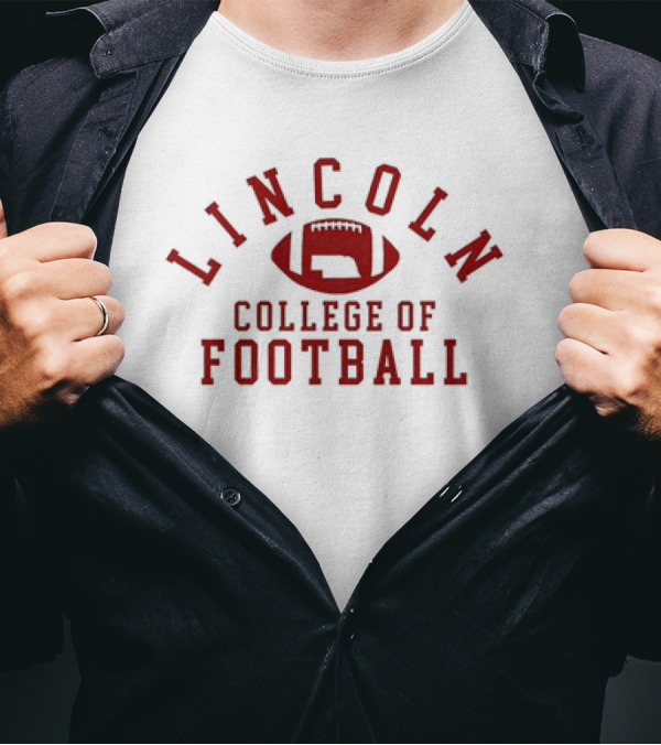 Lincoln College Of Football Emblem With Football T-Shirt