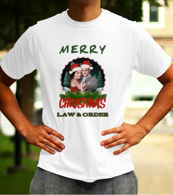 Merry Christmas Law And Order Santa Hats Holiday T-Shirt