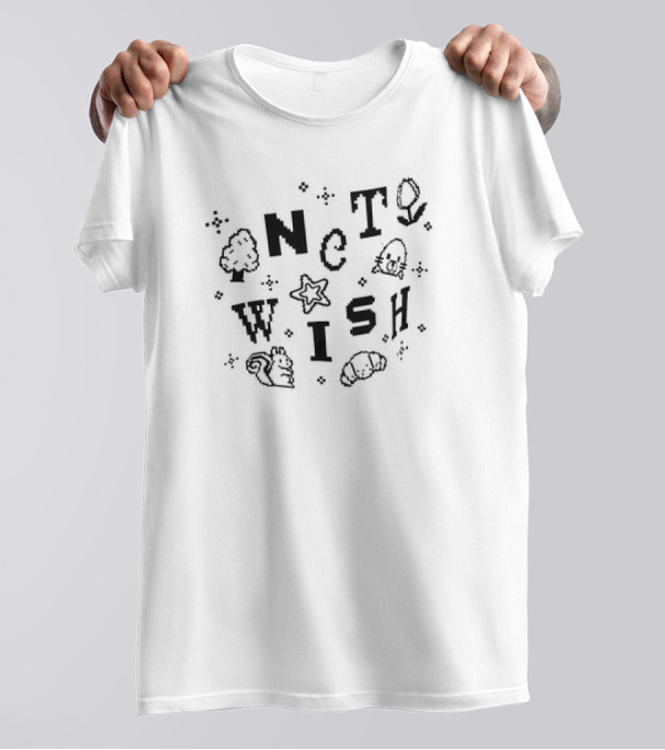 NCT Wish Pixel Tree Star Acorn Squirrel Croissant T-Shirt