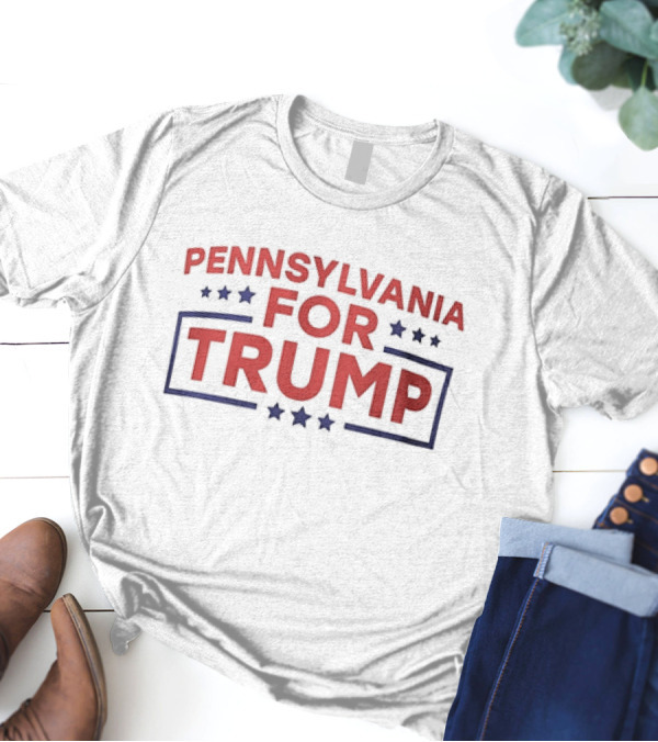 Pennsylvania For Trump Political Support Stars Bold Typography T-Shirt
