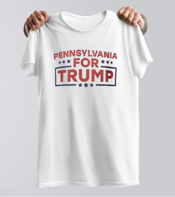 Pennsylvania For Trump Political Support Stars Bold Typography T-Shirt