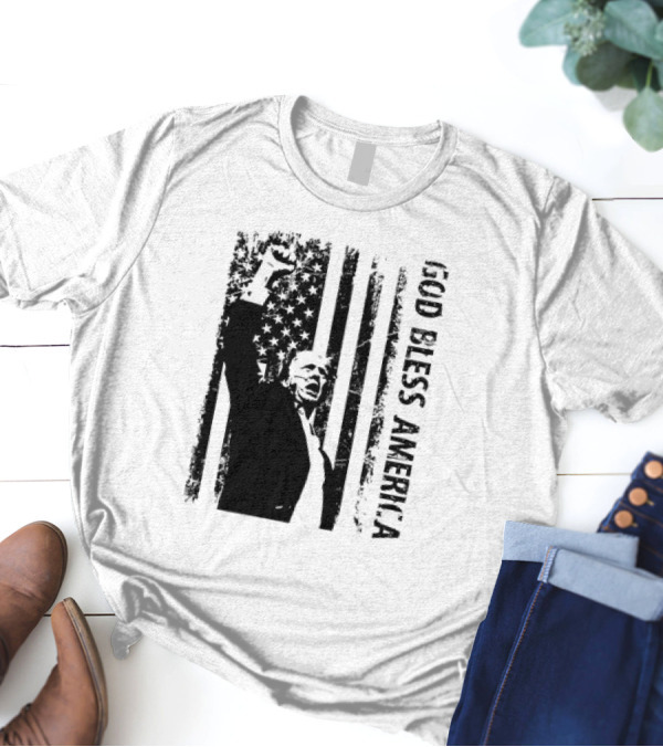 God Bless America Trump American Flag Fist T-Shirt
