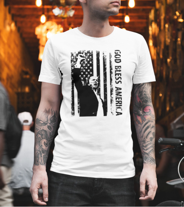 God Bless America Trump American Flag Fist T-Shirt