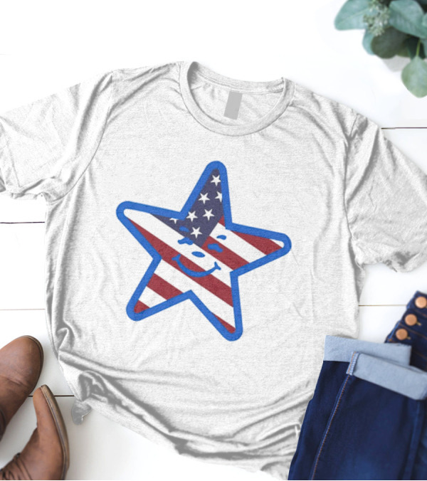 Usa Star Babbitt Revived Patriotic Smiling Star With American Flag T-Shirt