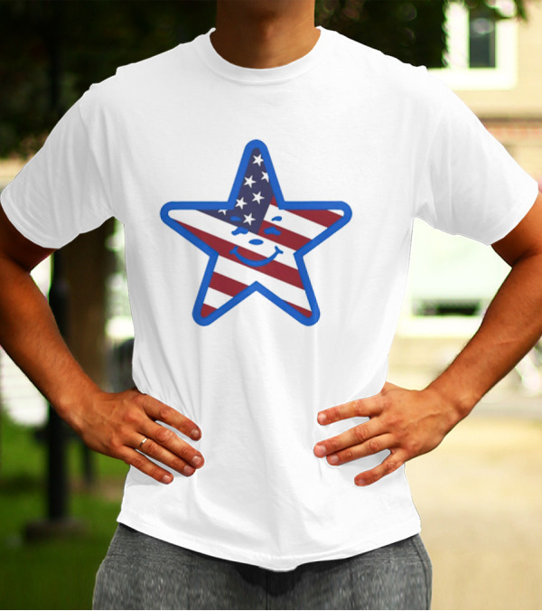 Usa Star Babbitt Revived Patriotic Smiling Star With American Flag T-Shirt