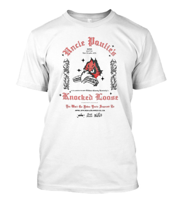 Uncle Paulie's Knocked Loose Los Angeles Concert April 6th 2024 Flyer T-Shirt