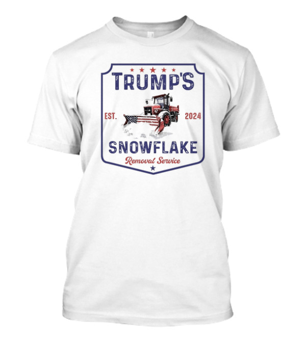 Trump's Snowflake Removal Service Est 2024 Tractor Plow American Flag T-Shirt