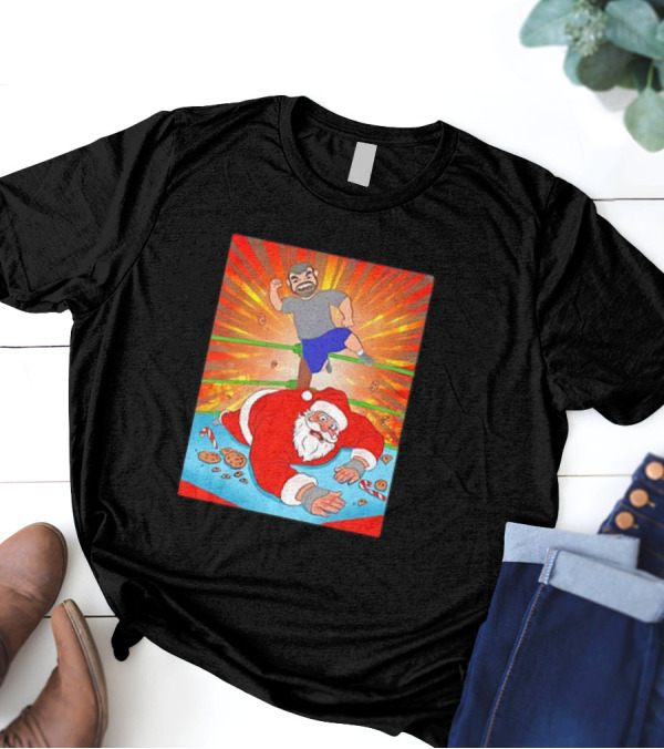 Christmas Of Carnage Santa Wrestling Chaos Cookies T-Shirt