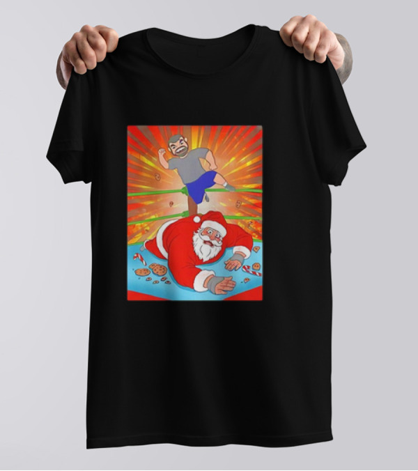 Christmas Of Carnage Santa Wrestling Chaos Cookies T-Shirt