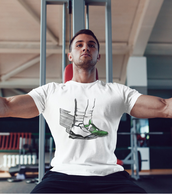 Jalen Two-Shoes Hurts Dual-Colored Sports Footwear Combo T-Shirt