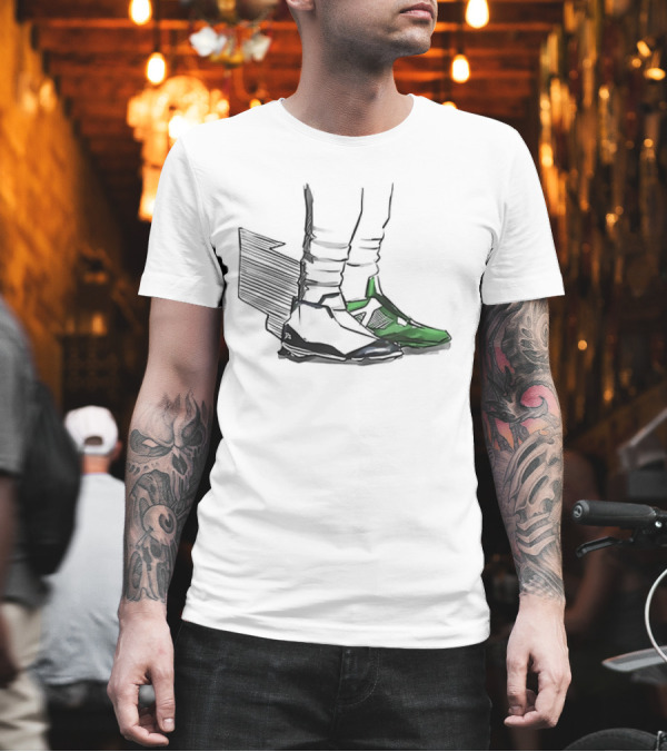 Jalen Two-Shoes Hurts Dual-Colored Sports Footwear Combo T-Shirt