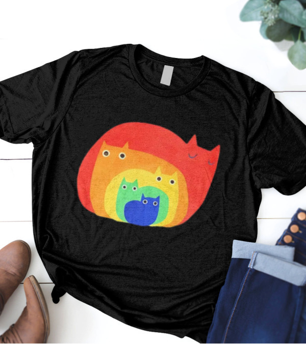 Rainbow Cats Pattern Layers T-Shirt