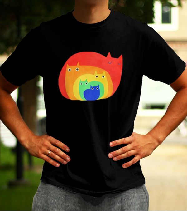 Rainbow Cats Pattern Layers T-Shirt