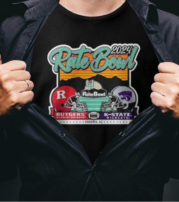 Rutgers Scarlet Knights Vs K-State Wildcats 2024 Rate Bowl Phoenix AZ Matchup Face-off T-Shirt