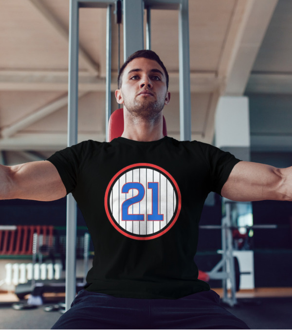 Sammy Sosa 21 Chicago Cubs Pinstripe Circle T-Shirt