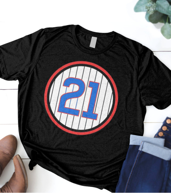 Sammy Sosa 21 Chicago Cubs Pinstripe Circle T-Shirt