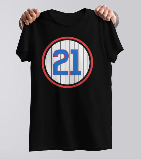 Sammy Sosa 21 Chicago Cubs Pinstripe Circle T-Shirt
