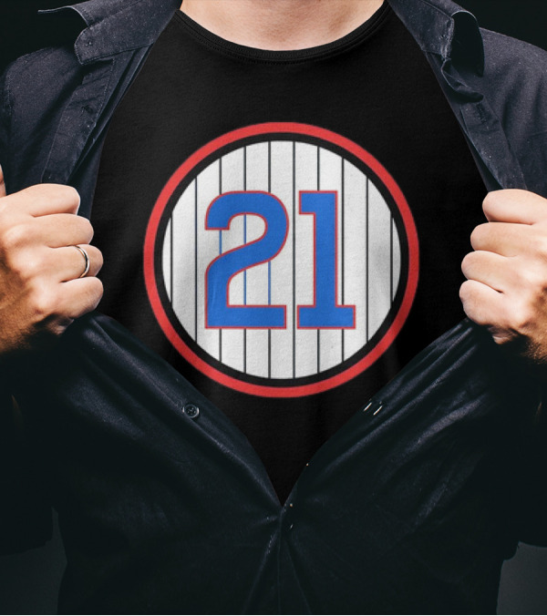 Sammy Sosa 21 Chicago Cubs Pinstripe Circle T-Shirt