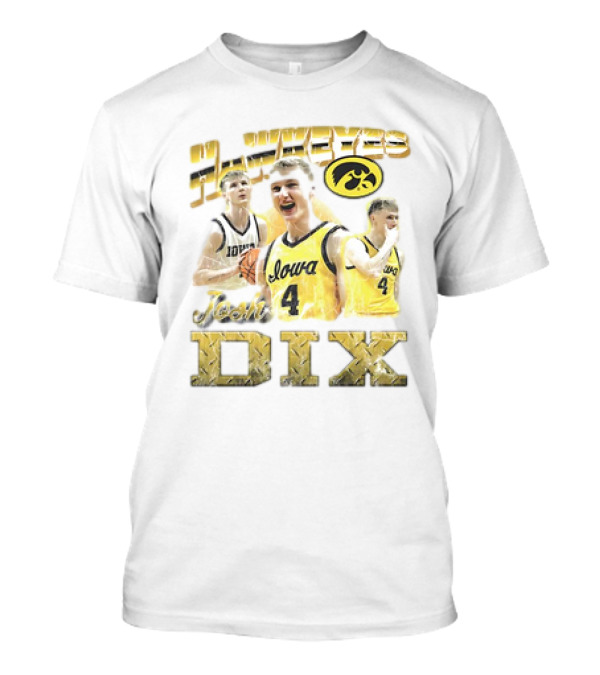 Josh Dix Iowa Hawkeyes Basketball 90s Style Featuring Number 4 T-Shirt