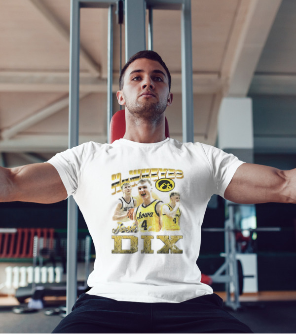 Josh Dix Iowa Hawkeyes Basketball 90s Style Featuring Number 4 T-Shirt