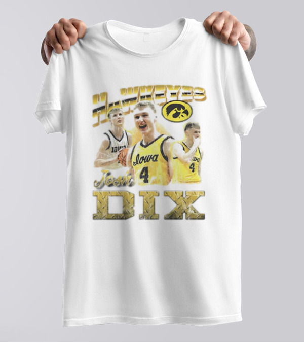 Josh Dix Iowa Hawkeyes Basketball 90s Style Featuring Number 4 T-Shirt