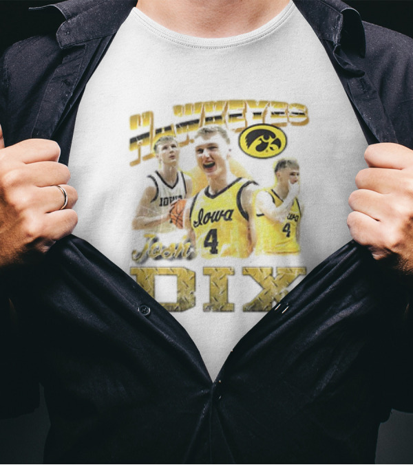 Josh Dix Iowa Hawkeyes Basketball 90s Style Featuring Number 4 T-Shirt