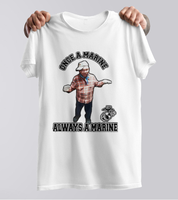 Once A Marine Always A Marine With Plaid Shirt And Marine Corps Emblem T-Shirt