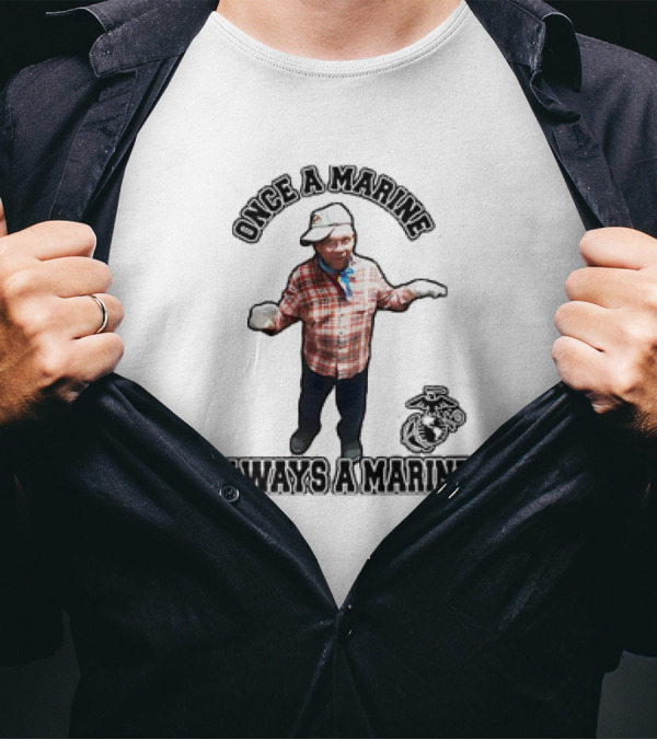 Once A Marine Always A Marine With Plaid Shirt And Marine Corps Emblem T-Shirt