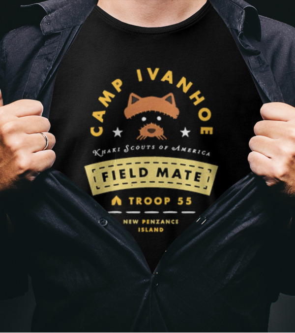 Camp Ivanhoe Khaki Scouts Of America Field Mate Troop 55 New Penzance Island Moonrise Kingdom T-Shirt