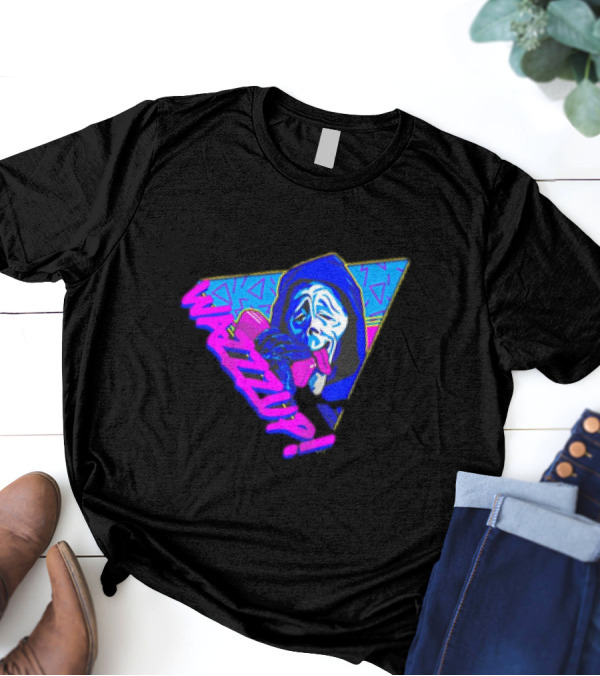 Ghostface Scream Wazzup 90s Neon Vibes T-Shirt