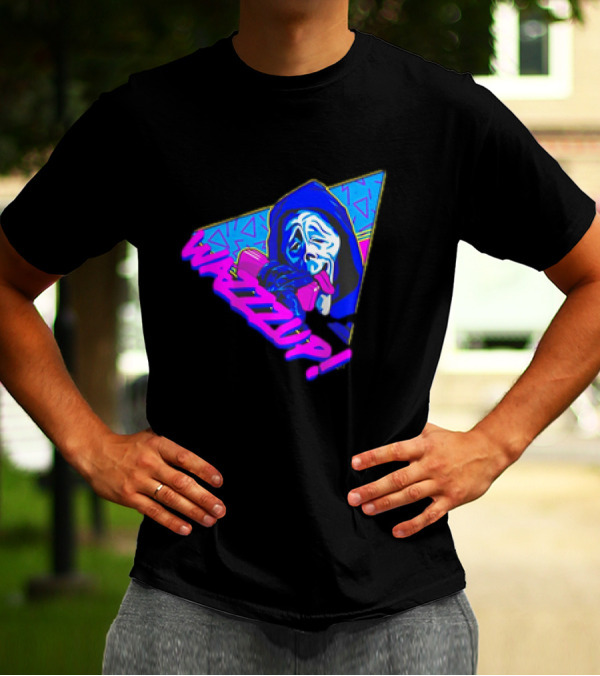 Ghostface Scream Wazzup 90s Neon Vibes T-Shirt