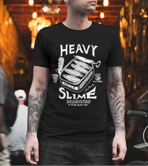 Heavy Slime Sardines In Pure Black Ink Heavy Metal Style Can T-Shirt