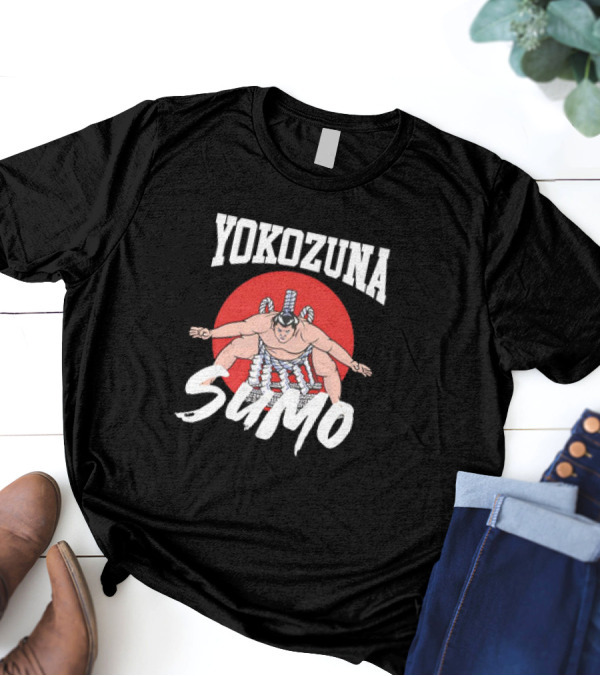 Yokozuna Sumo Japan Vintage Red Sun Background T-Shirt
