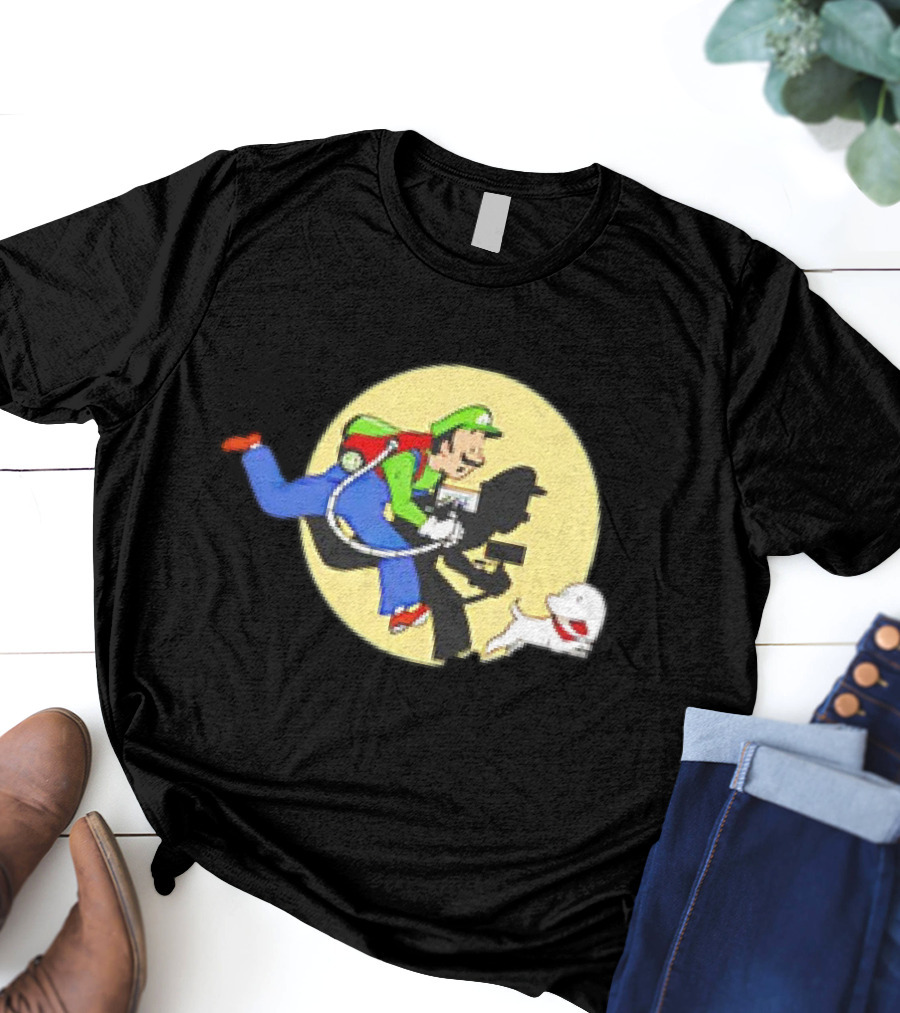 Luigi’s Mansion X The Adventures Of Tintin Luigi And Snowy Shadow Scene T-Shirt