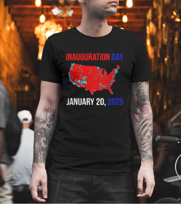 INAUGURATION DAY JANUARY 20, 2025 USA Map Red Blue T-Shirt