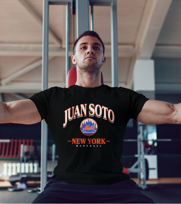 Juan Soto Mets New York Baseball Arched Wordmark Skyline T-Shirt