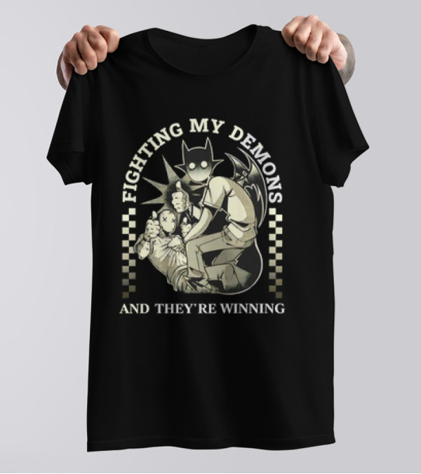 Fighting My Demons And They're Winning Creepy Cartoon T-Shirt