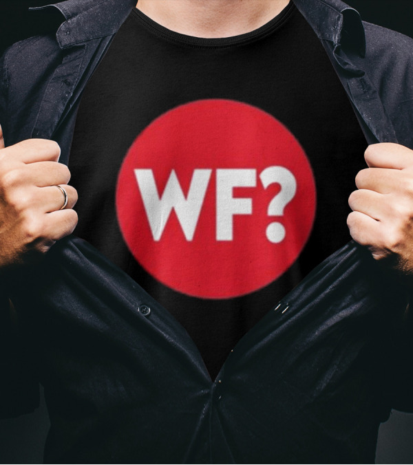 Adrianne Curry Wearing WF Why-Files Red Circle Icon T-Shirt