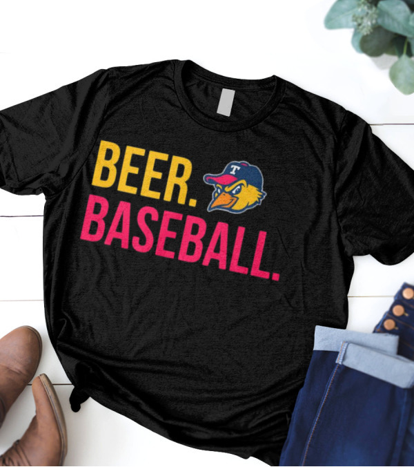 Beer Baseball T-Bird Mascot Bold Text Design T-Shirt