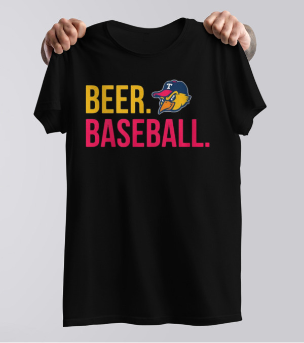 Beer Baseball T-Bird Mascot Bold Text Design T-Shirt