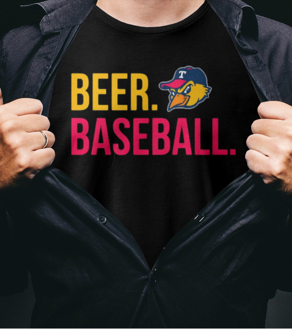 Beer Baseball T-Bird Mascot Bold Text Design T-Shirt