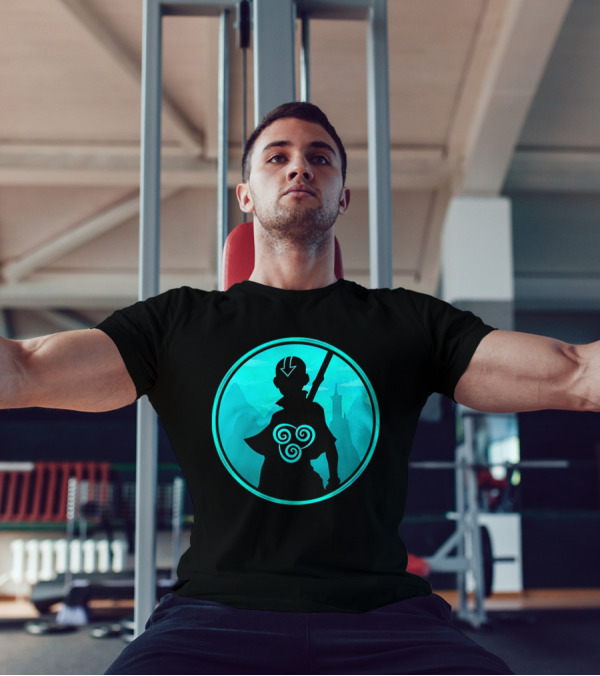 Avatar Aang Airbending Silhouette With Arrow Mark And Air Nomad Symbol T-Shirt