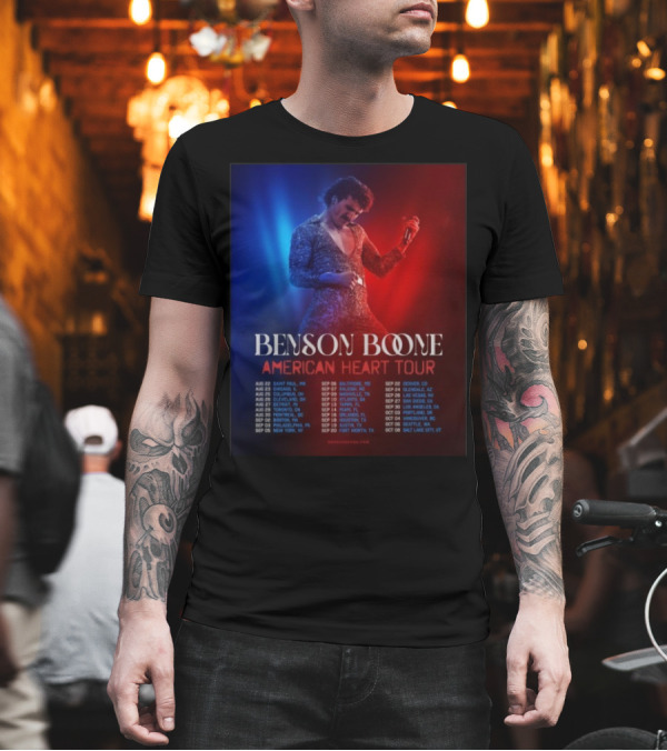 Benson Boone American Heart Tour 2025 Cities And Dates August To October T-Shirt