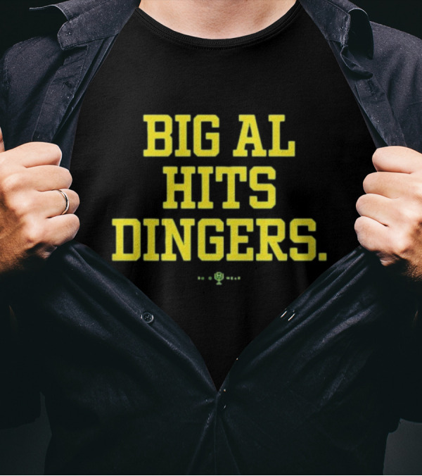 Big Al Hits Dingers Baseball Quote Yellow Text T-Shirt