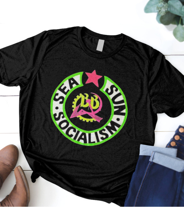 Billy Bragg Sea Sun Socialism LD Star Circle T-Shirt
