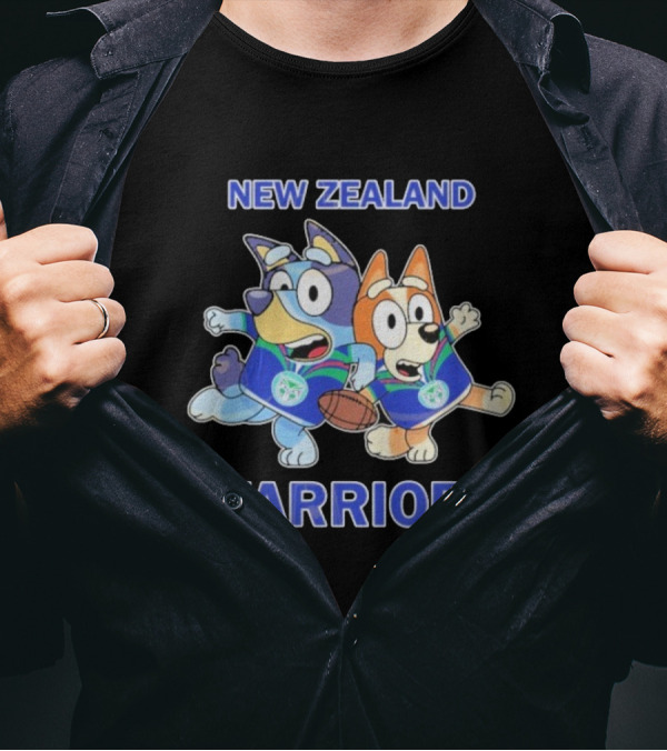 Bluey New Zealand Warriors Rugby Collaboration T-Shirt