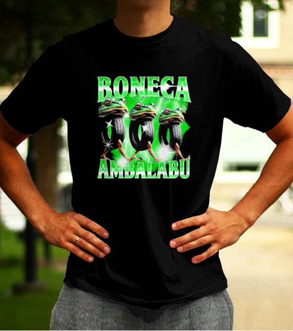 Boneca Ambalabu Frog Head With Tires And Green Lightning T-Shirt
