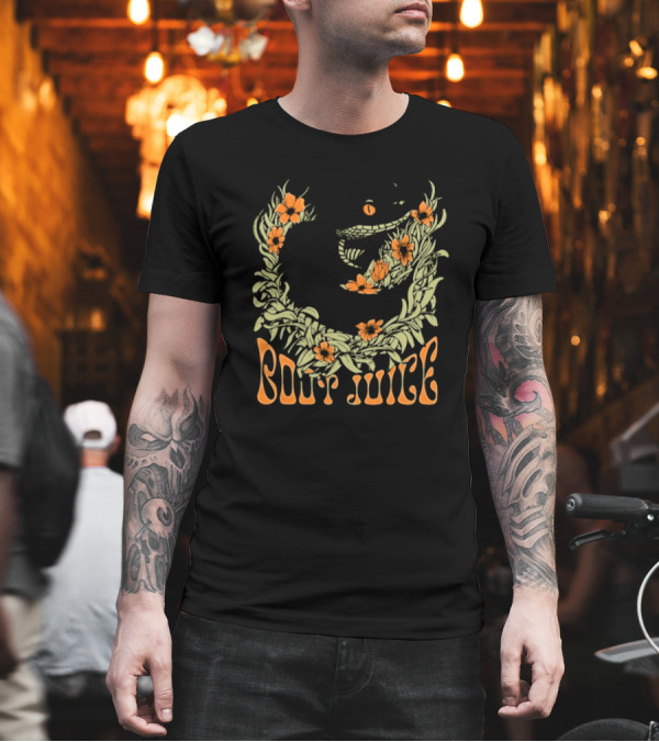 Boot Juice Snake With Floral Wreath And Orange Flowers T-Shirt