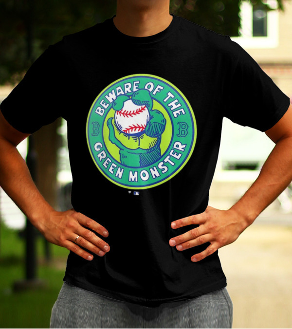 Boston Red Sox Beware Of The Green Monster Baseball Iconic Fenway Park Imagery T-Shirt